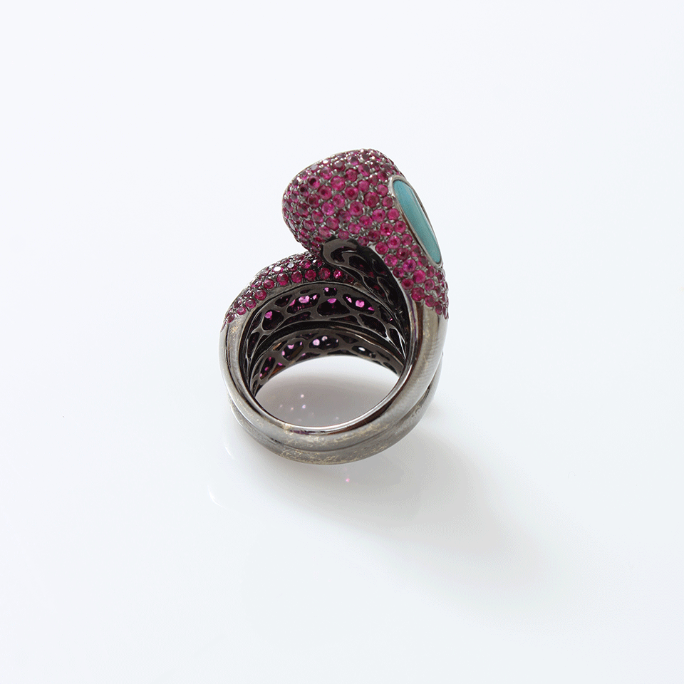 WENDY YUE-Rhodolite Garnet Spiral Ring-BLACK GOLD