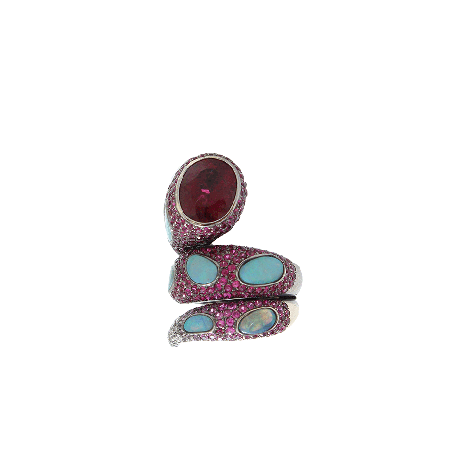 WENDY YUE-Rhodolite Garnet Spiral Ring-BLACK GOLD