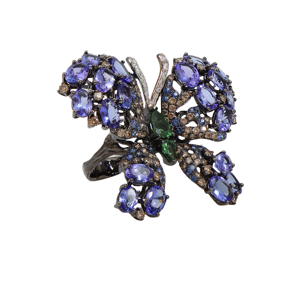 WENDY YUE-Tanzanite Butterfly Ring-BLACK GOLD