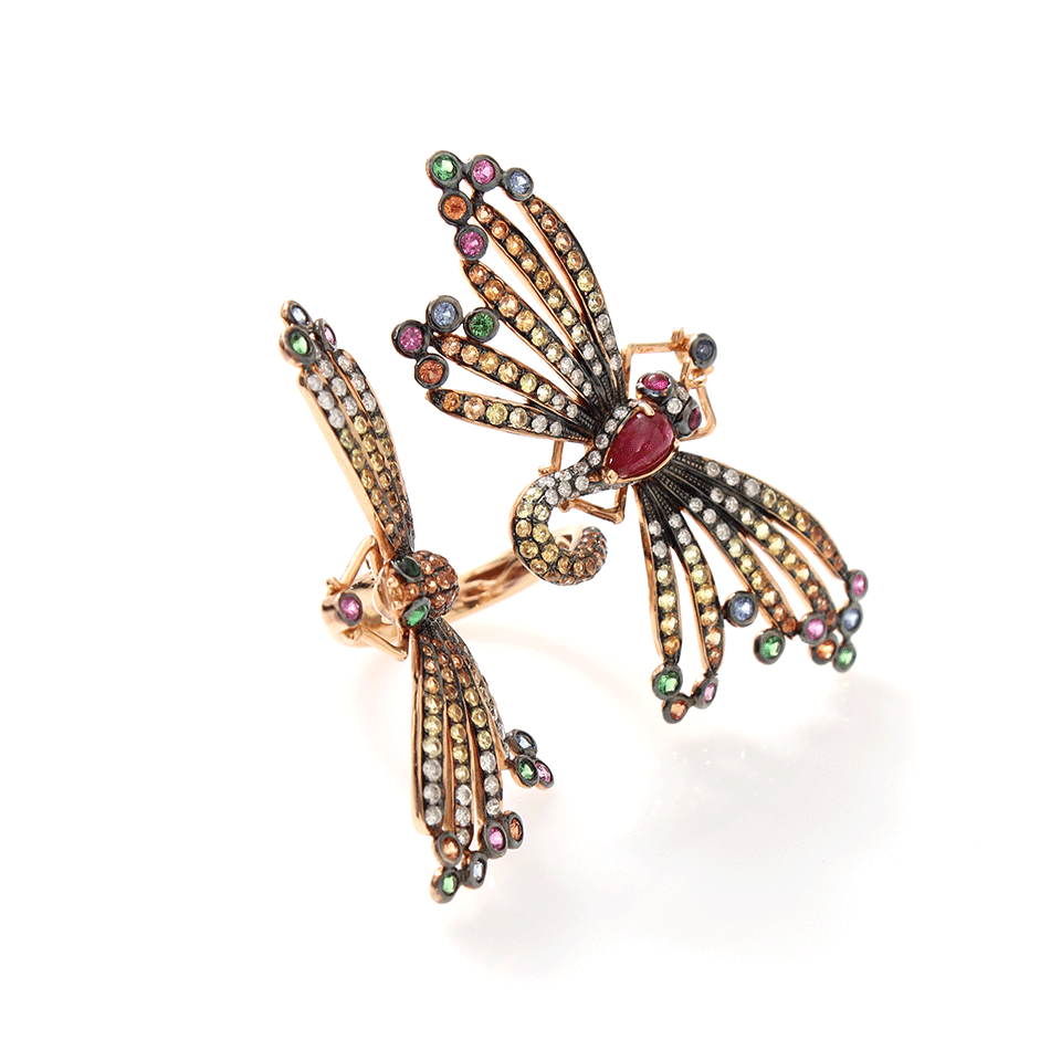 WENDY YUE-Double Dragonfly Ring-ROSE GOLD
