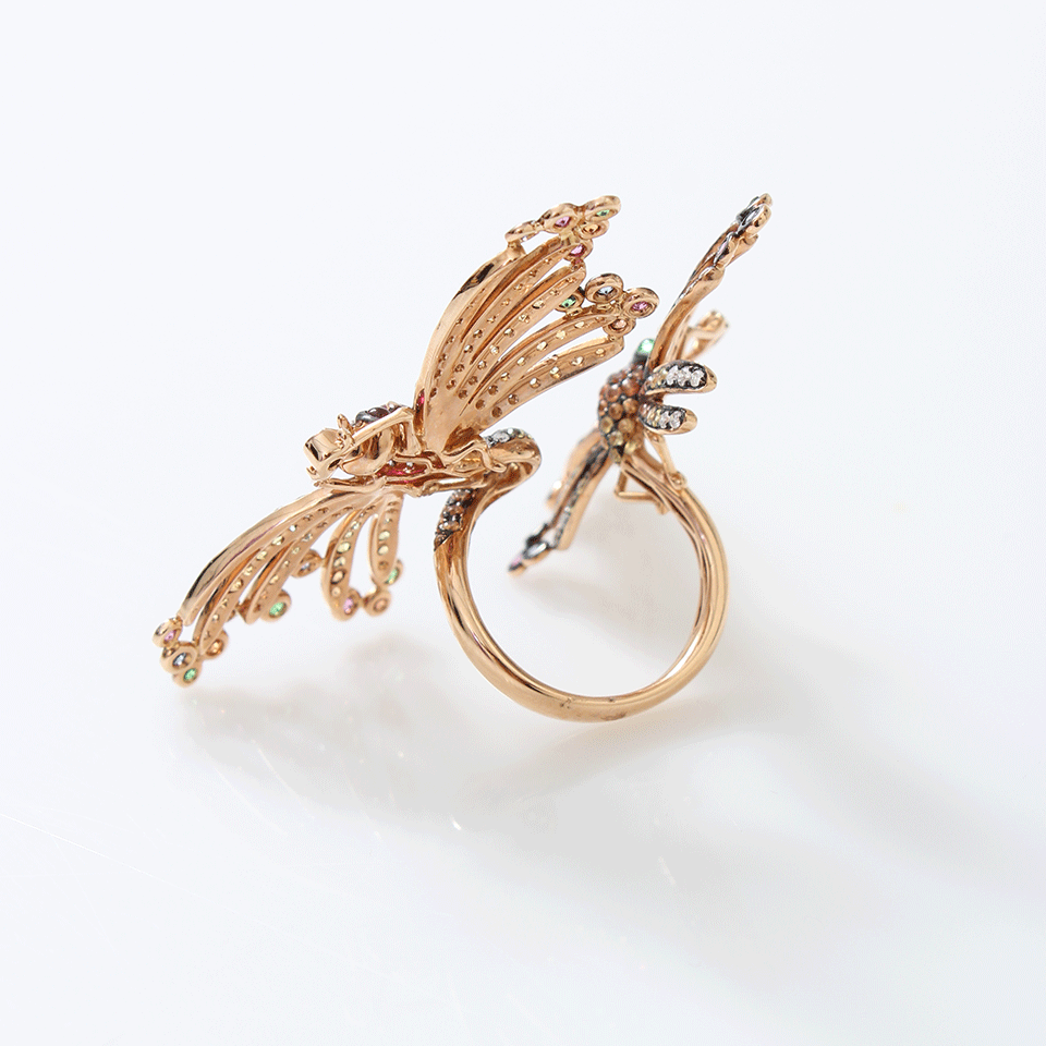 WENDY YUE-Double Dragonfly Ring-ROSE GOLD