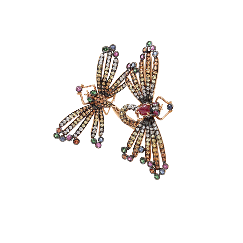 WENDY YUE-Double Dragonfly Ring-ROSE GOLD