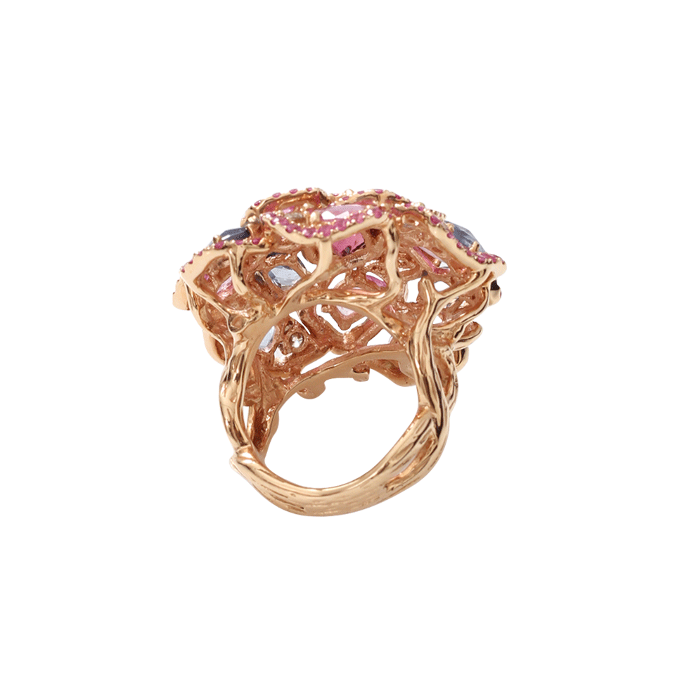 WENDY YUE-Multi Color Sapphire Flower Ring-ROSE GOLD