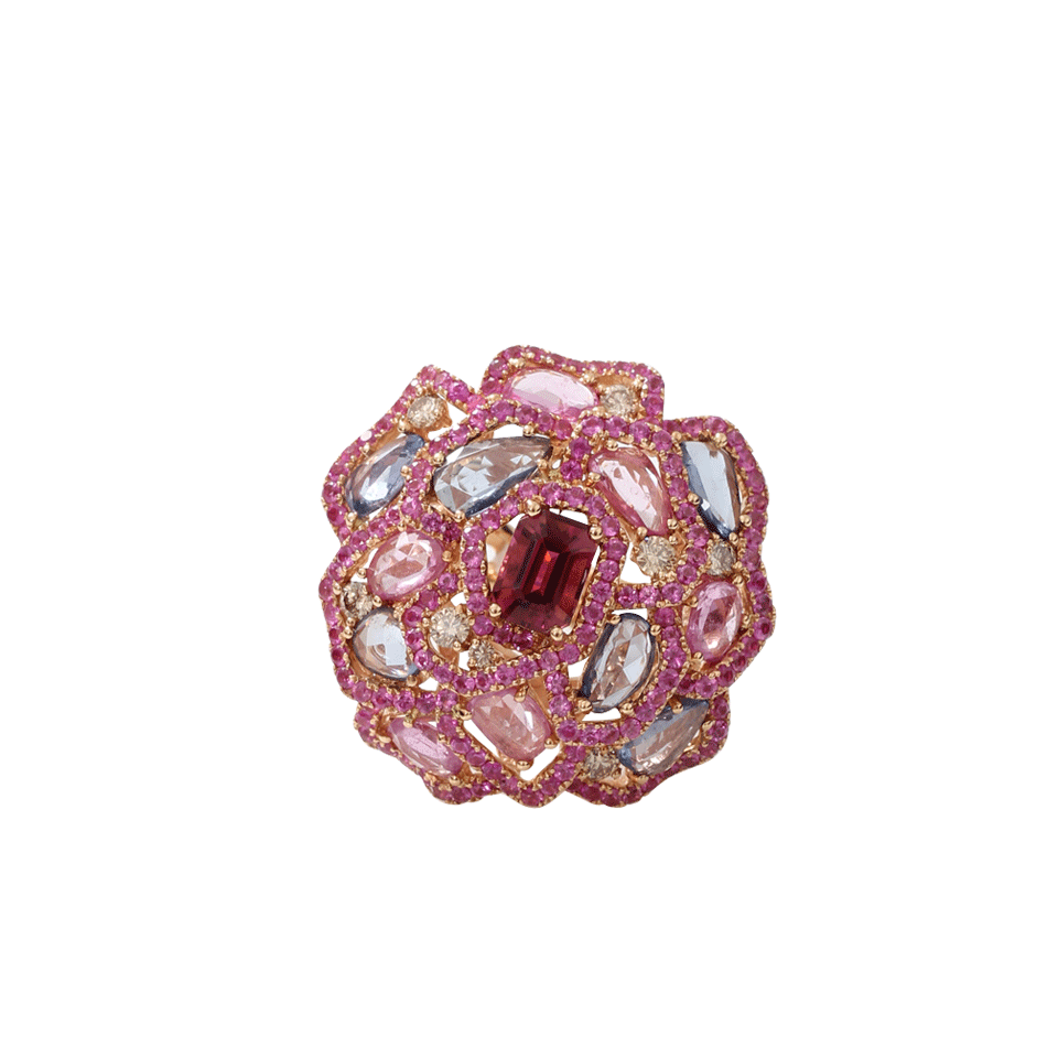 WENDY YUE-Multi Color Sapphire Flower Ring-ROSE GOLD