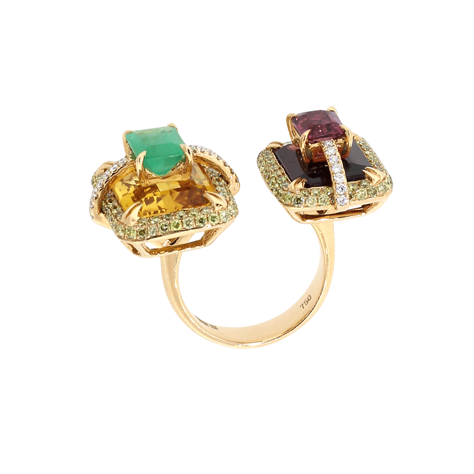 WENDY YUE-Citrine And Garnet Ring-ROSE GOLD