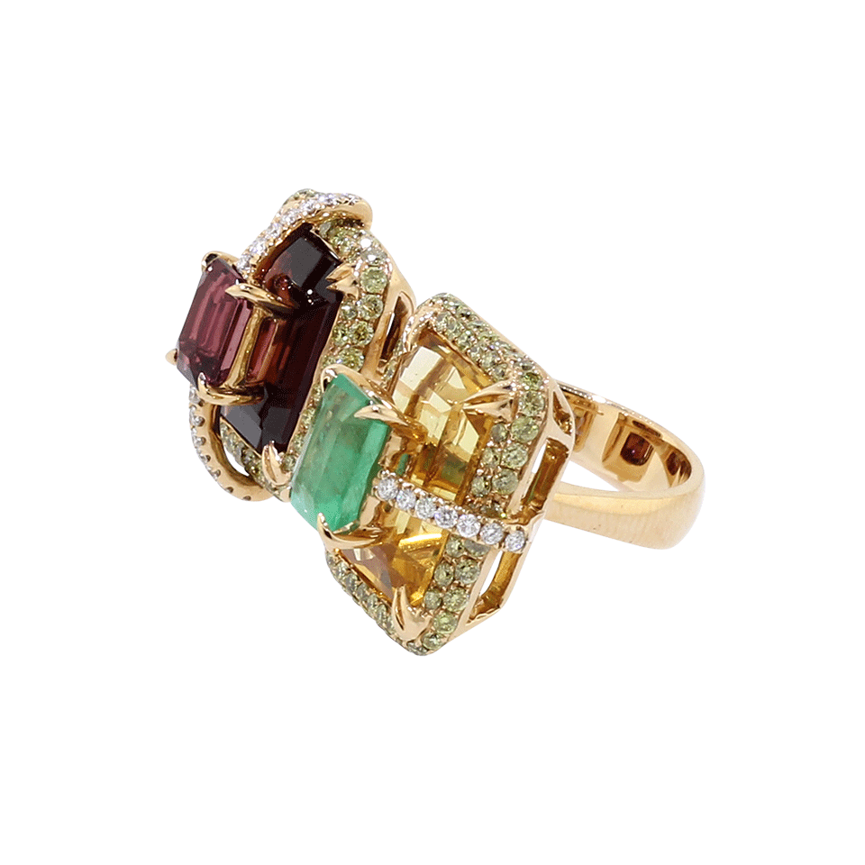 WENDY YUE-Citrine And Garnet Ring-ROSE GOLD