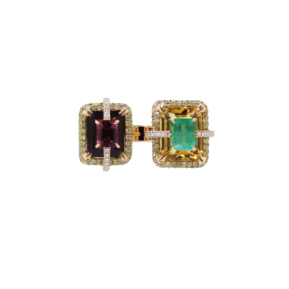 WENDY YUE-Citrine And Garnet Ring-ROSE GOLD
