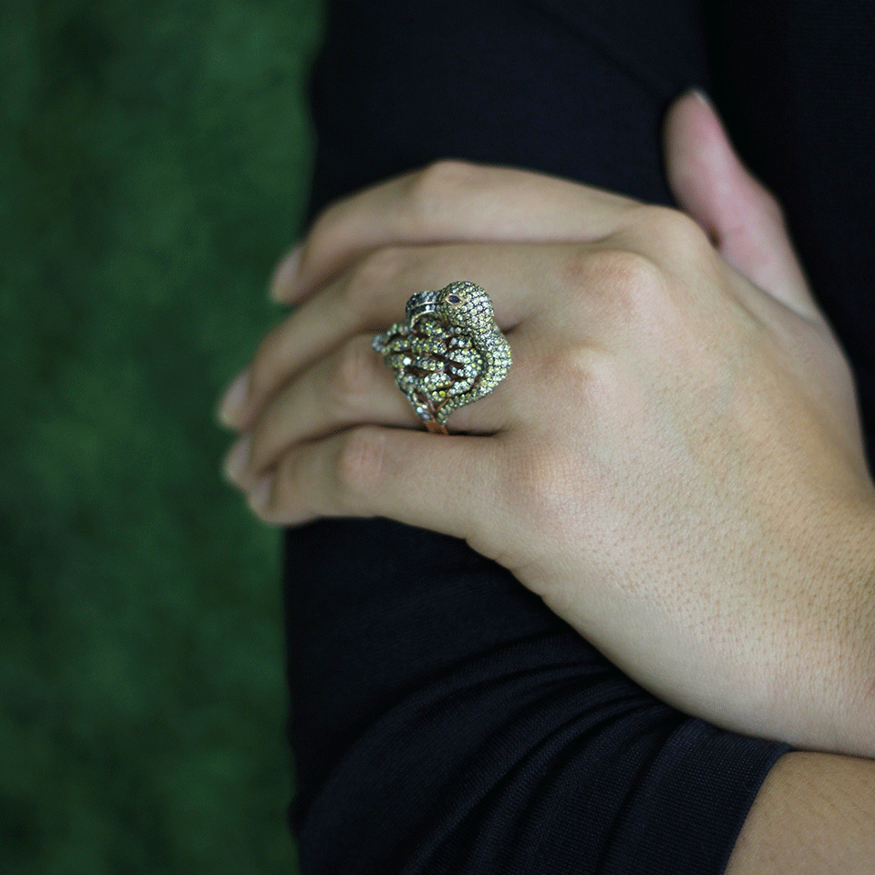 WENDY YUE-Golden Diamond Bird Ring-ROSE GOLD