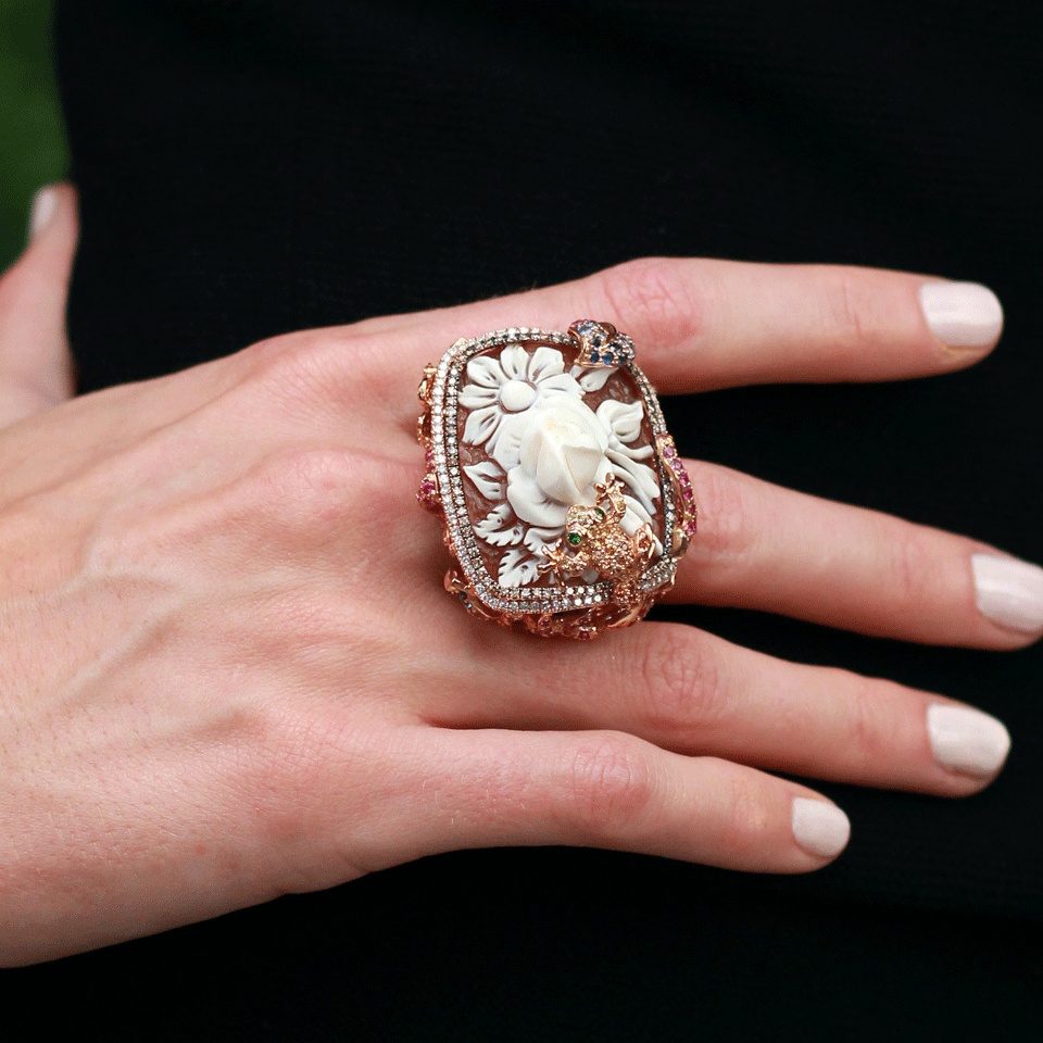 WENDY YUE-Carved Pearl Ring-ROSE GOLD