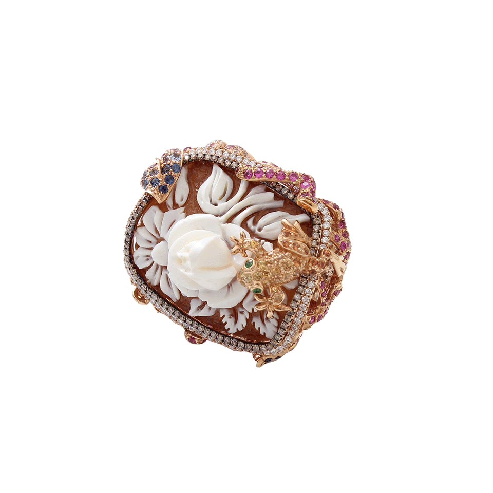WENDY YUE-Carved Pearl Ring-ROSE GOLD