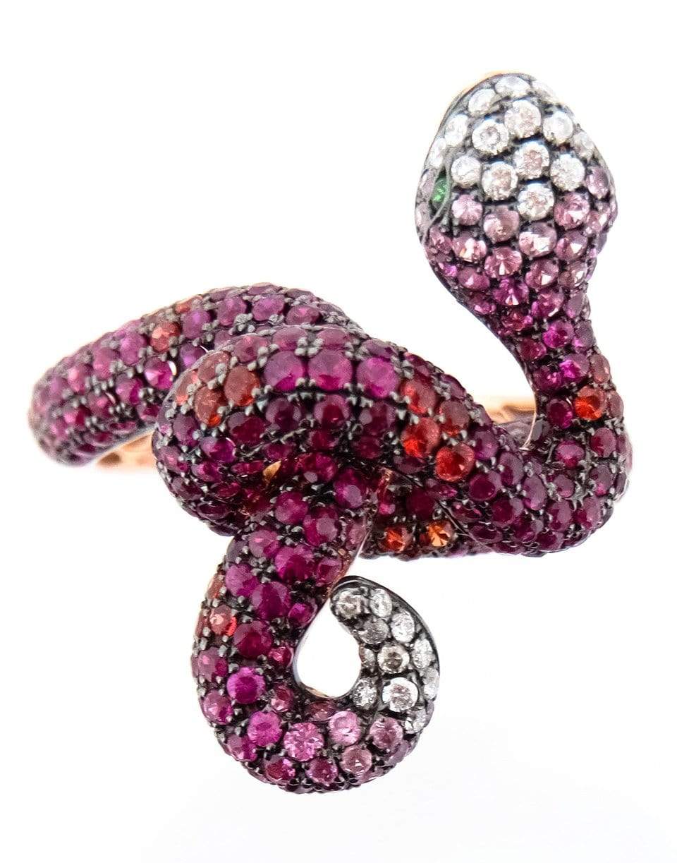 WENDY YUE-Ruby Snake Ring-ROSE GOLD