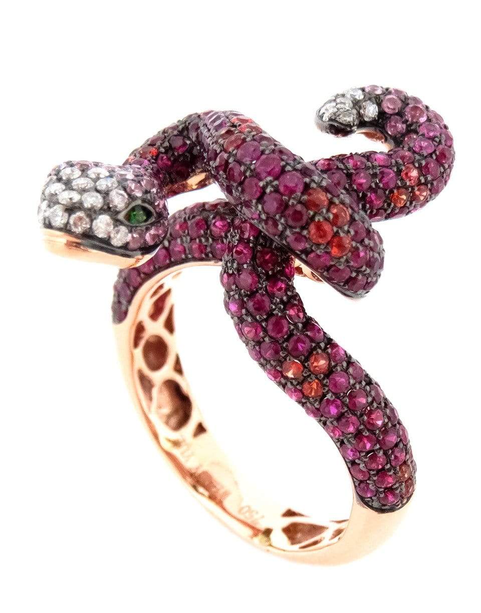 WENDY YUE-Ruby Snake Ring-ROSE GOLD