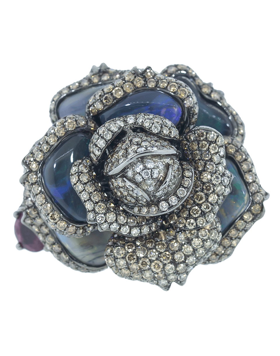 WENDY YUE-Opal Flower Ring-WHITE GOLD