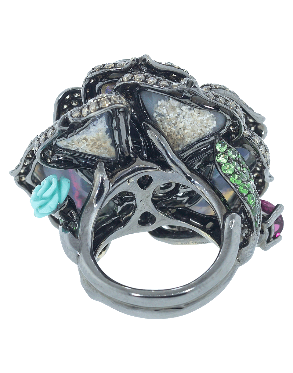 WENDY YUE-Opal Flower Ring-WHITE GOLD