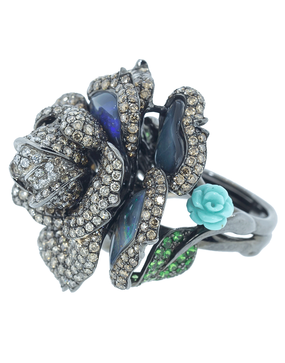 WENDY YUE-Opal Flower Ring-WHITE GOLD