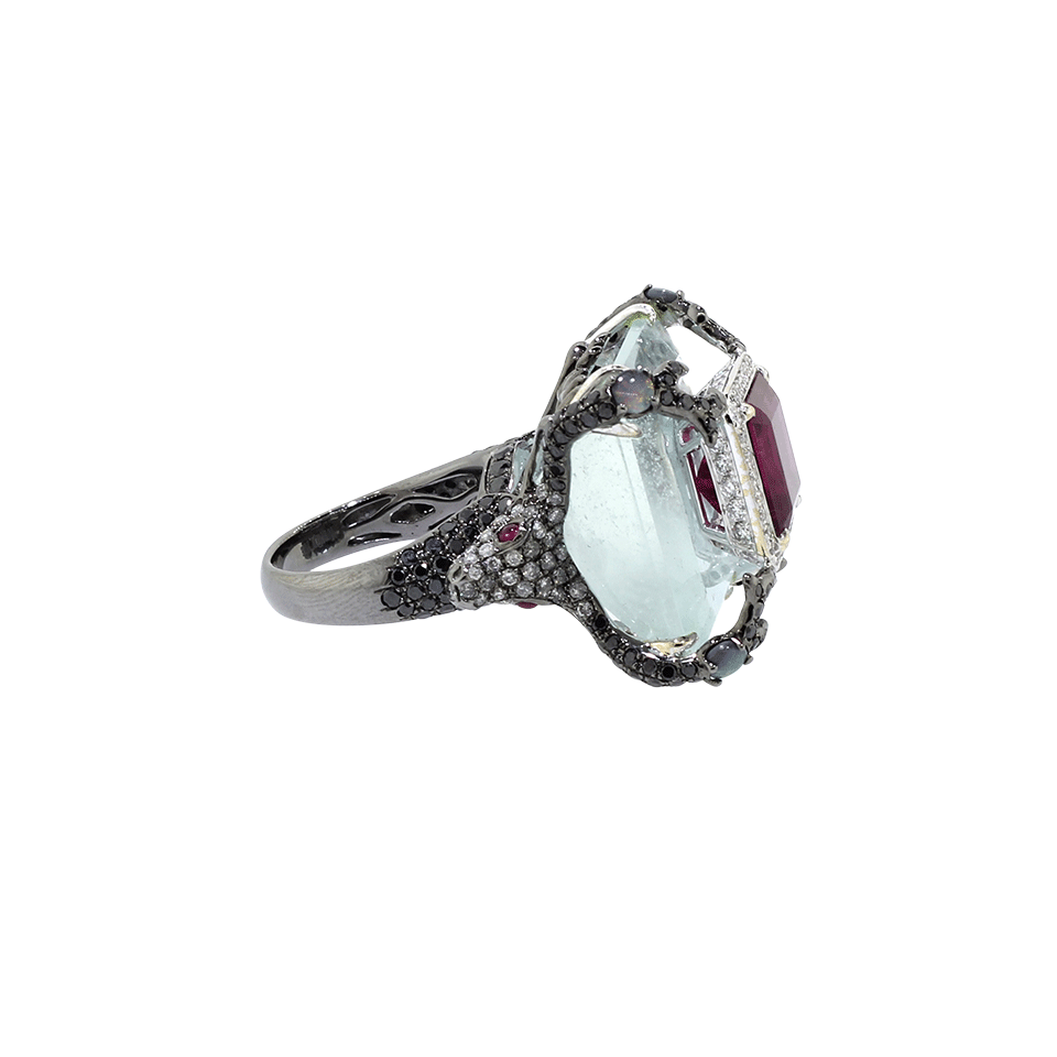WENDY YUE-Aquamarine And Rubellite Ring-WHITE GOLD