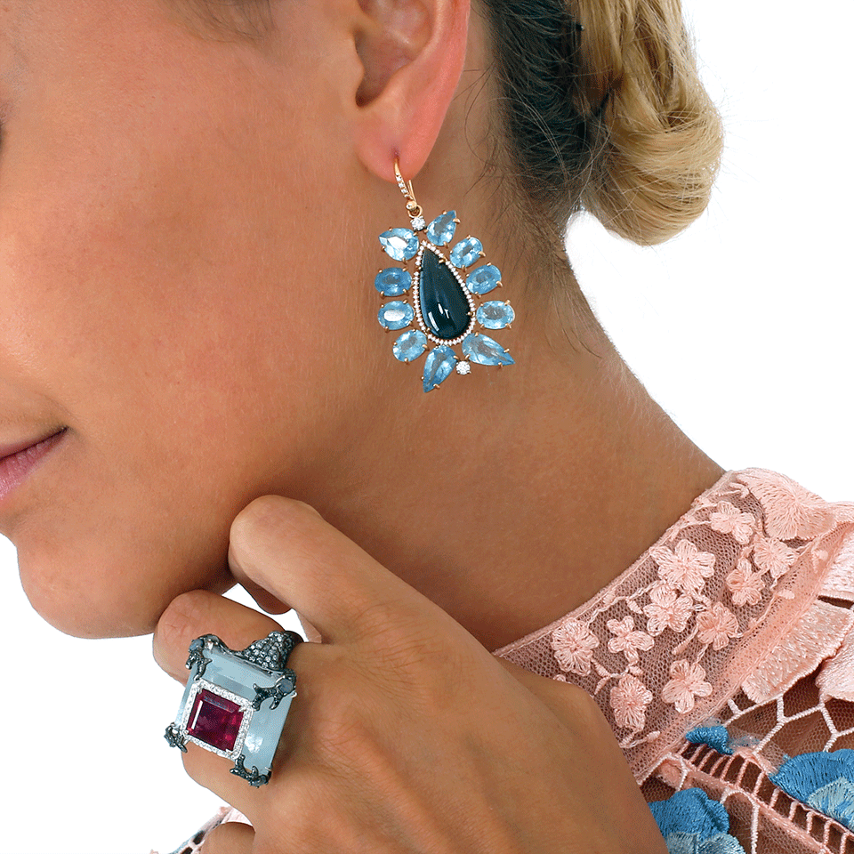 WENDY YUE-Aquamarine And Rubellite Ring-WHITE GOLD