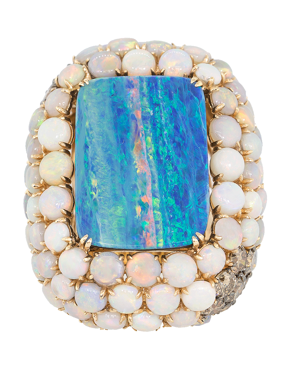 WENDY YUE-White And Boulder Opal Ring-WHITE GOLD