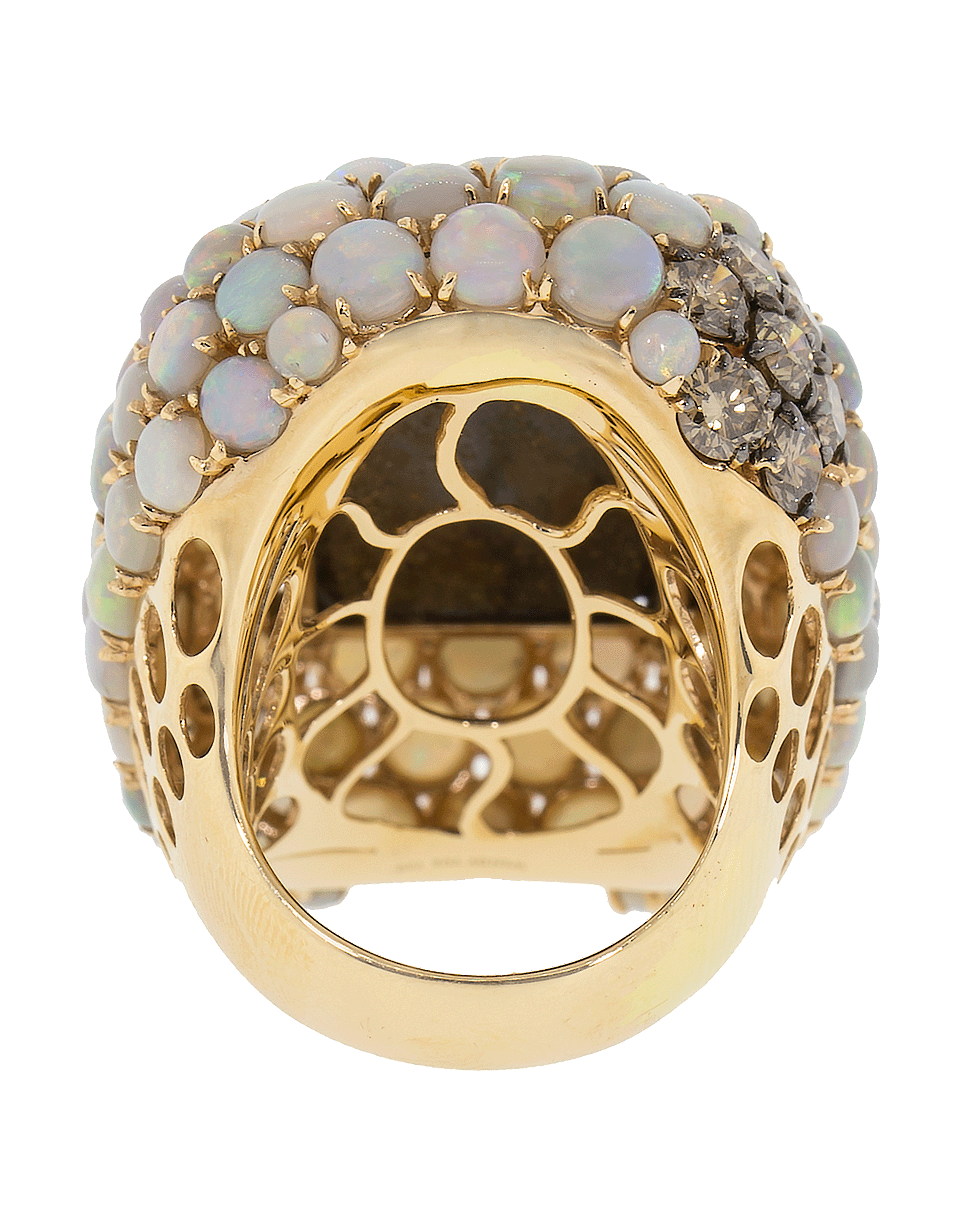 WENDY YUE-White And Boulder Opal Ring-WHITE GOLD