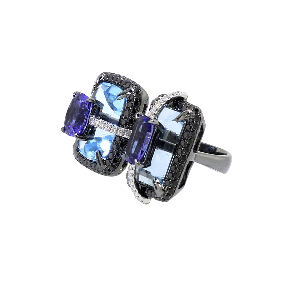 WENDY YUE-Aquamarine And Topaz Ring-WHITE GOLD