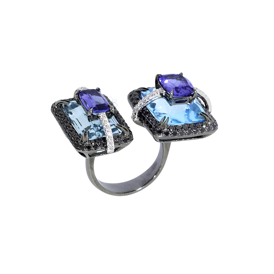 WENDY YUE-Aquamarine And Topaz Ring-WHITE GOLD