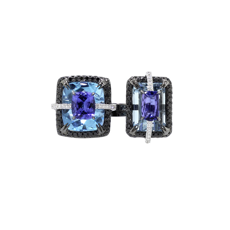 WENDY YUE-Aquamarine And Topaz Ring-WHITE GOLD