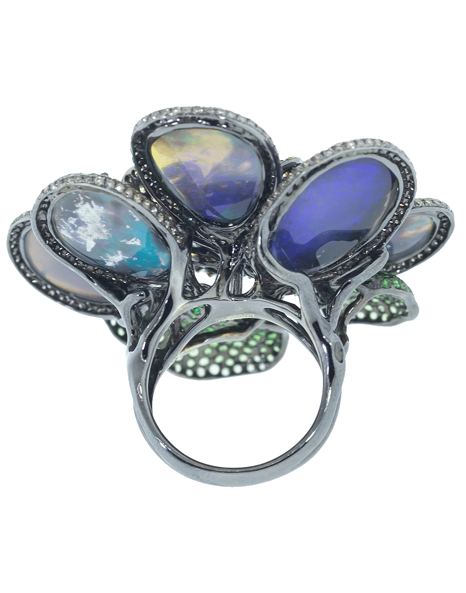 WENDY YUE-Opal Diamond Flower Ring-WHITE GOLD