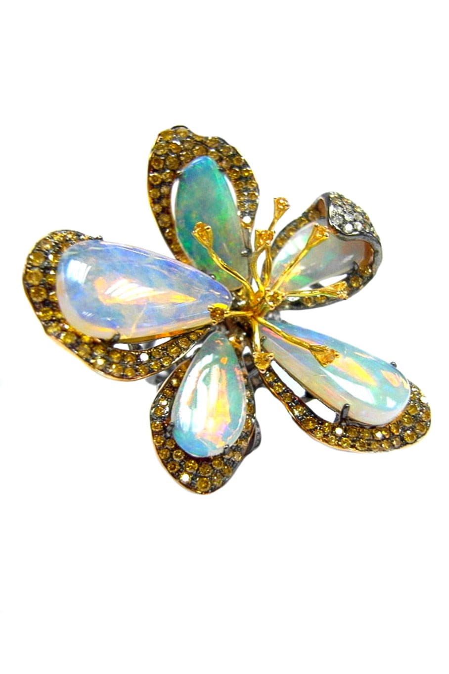 WENDY YUE-Opal Flower Ring-WHITE GOLD