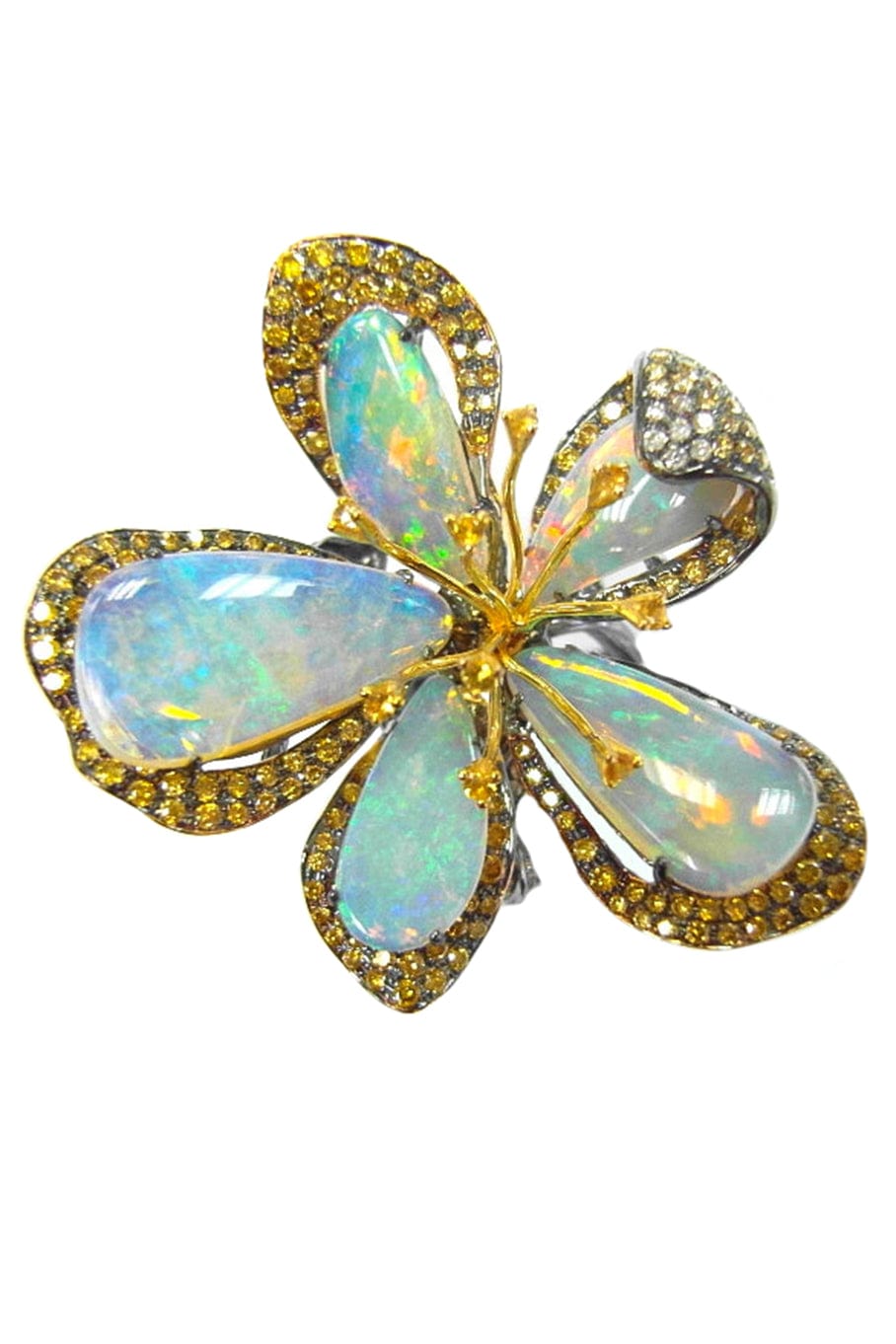 WENDY YUE-Opal Flower Ring-WHITE GOLD