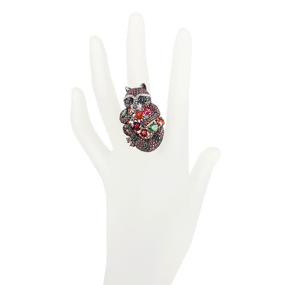 WENDY YUE-Brown Sapphire Raccoon Ring-WHT GOLD