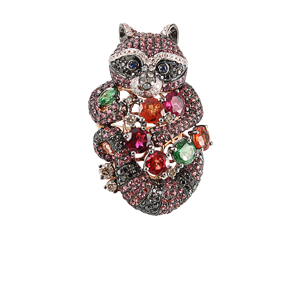 WENDY YUE-Brown Sapphire Raccoon Ring-WHT GOLD