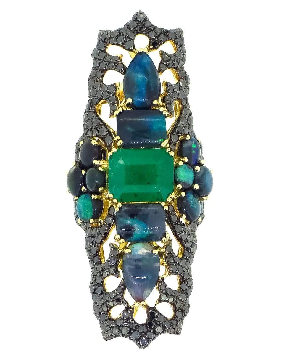 WENDY YUE-Emerald and Opal Statement Ring-YELLOW GOLD