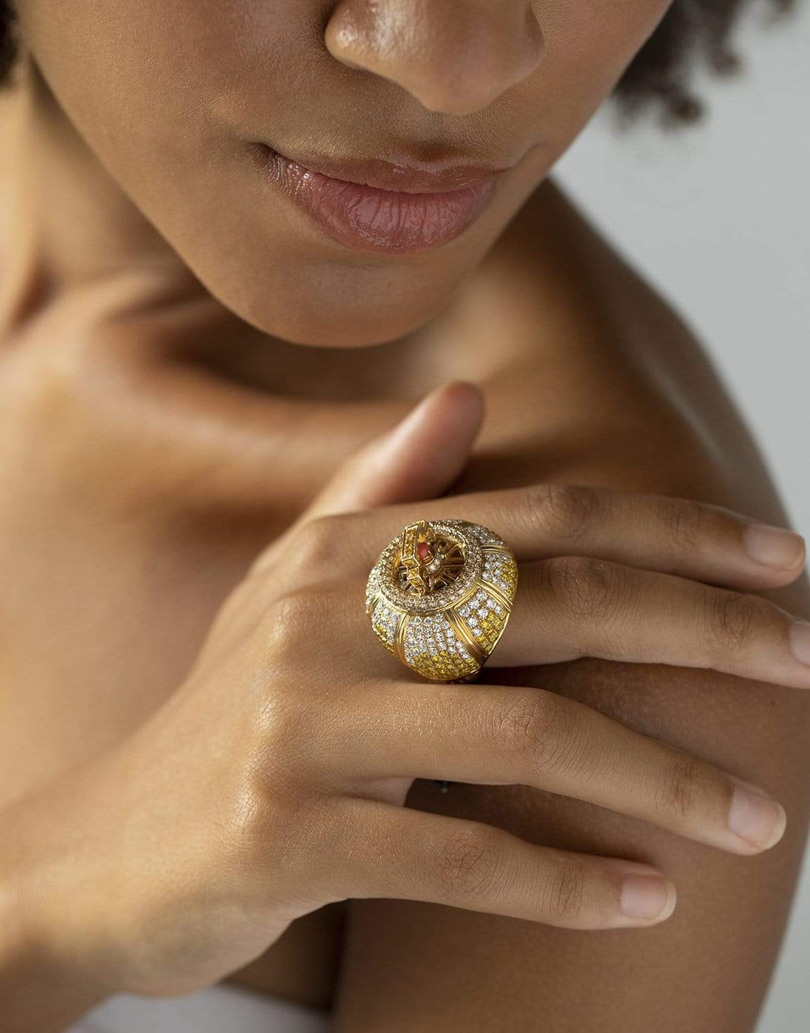 WENDY YUE-Lantern Tassel Ring-YELLOW GOLD