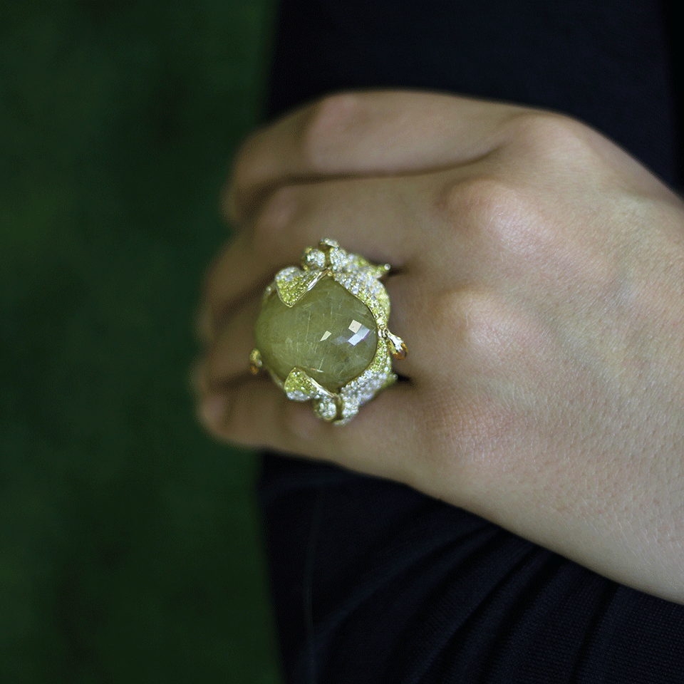 WENDY YUE-Rutilated Quartz Ring-YELLOW GOLD