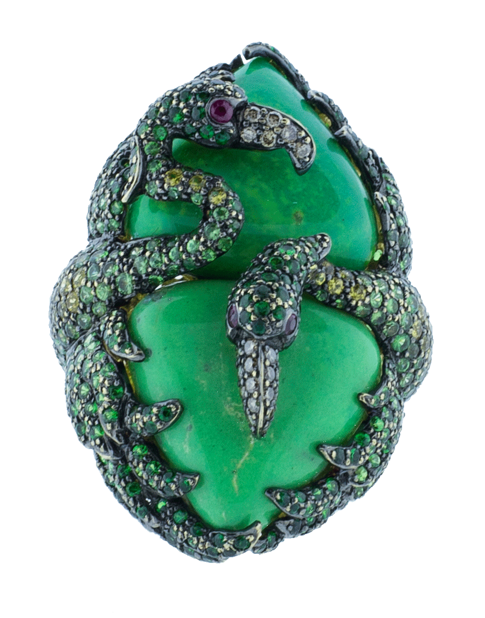 WENDY YUE-Green Turquoise Ring-YELLOW GOLD