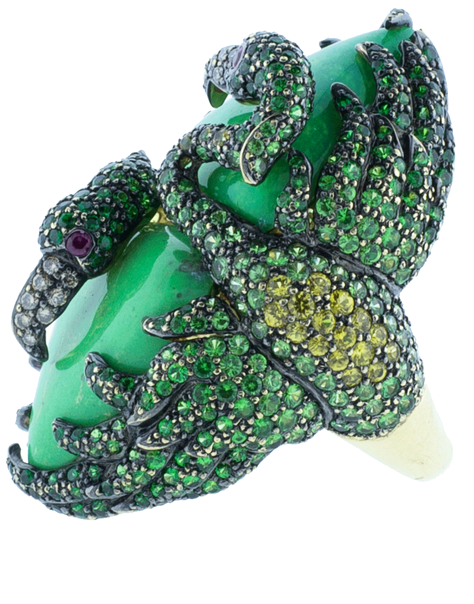 WENDY YUE-Green Turquoise Ring-YELLOW GOLD