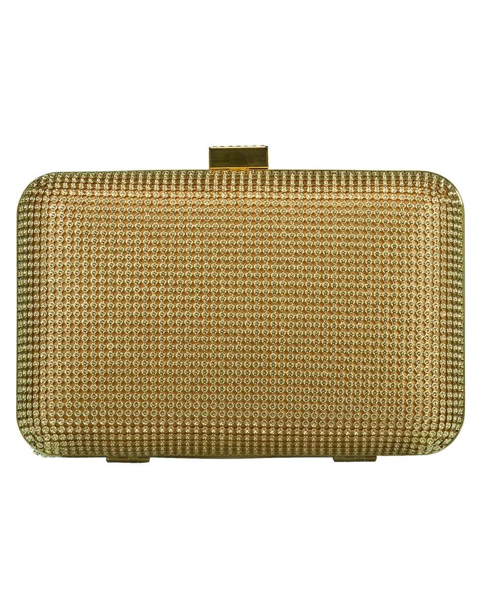 WHITING & DAVIS-Gold Crystal Yves Minaudiere Box Clutch-GOLD