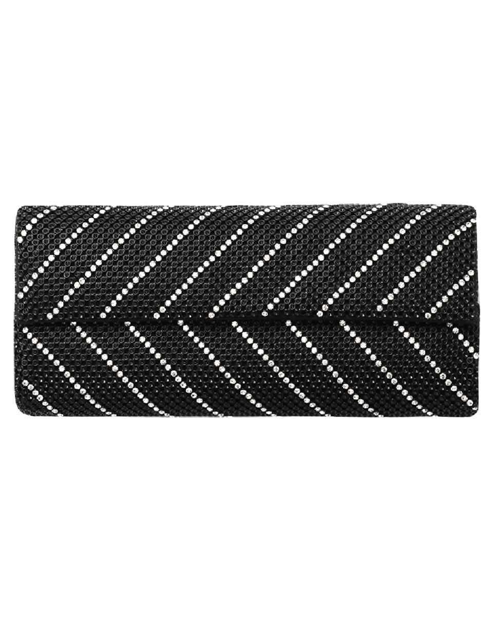 WHITING & DAVIS-Crystal Chevron Clutch-BLACK