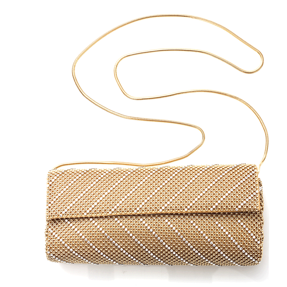 WHITING & DAVIS-Crystal Chevron Clutch-GOLD