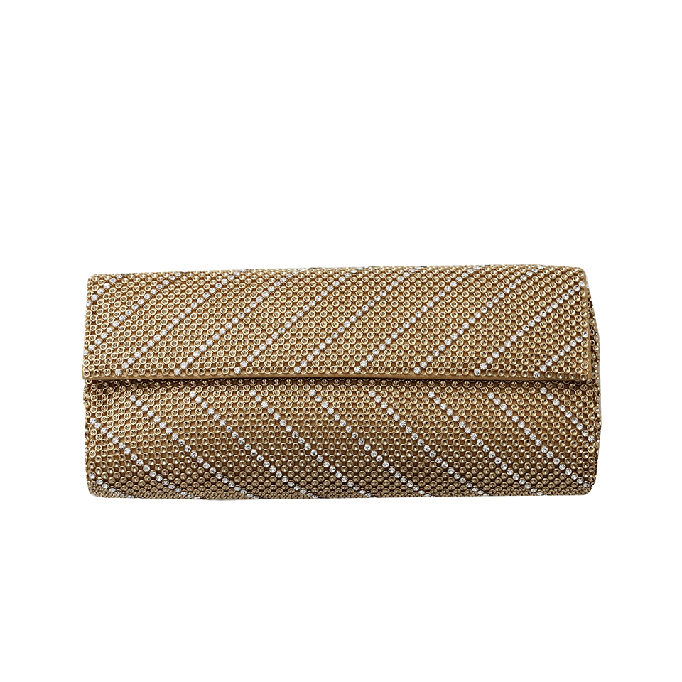 WHITING & DAVIS-Crystal Chevron Clutch-GOLD
