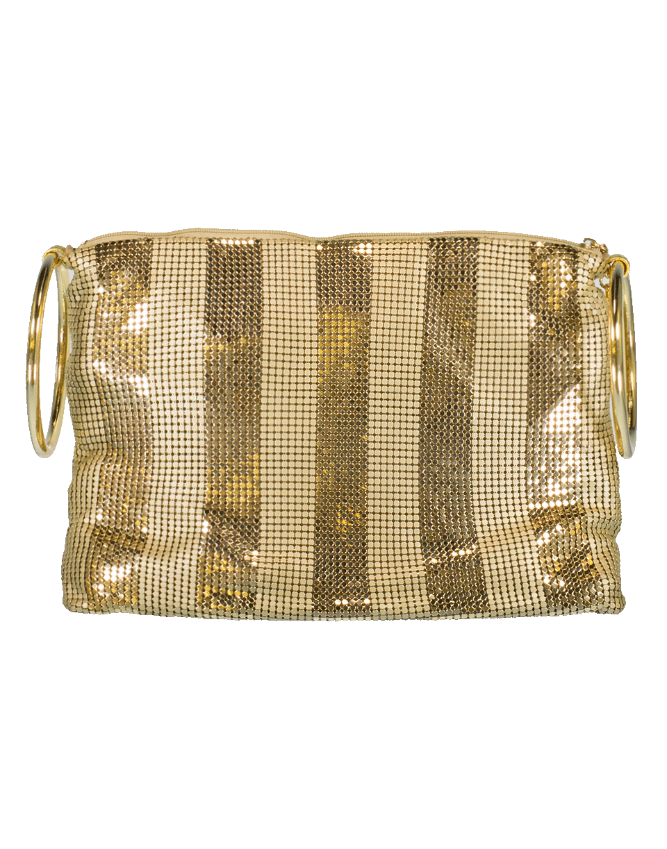 WHITING & DAVIS-Matte Shiny Mesh Stripes Bag-GOLD