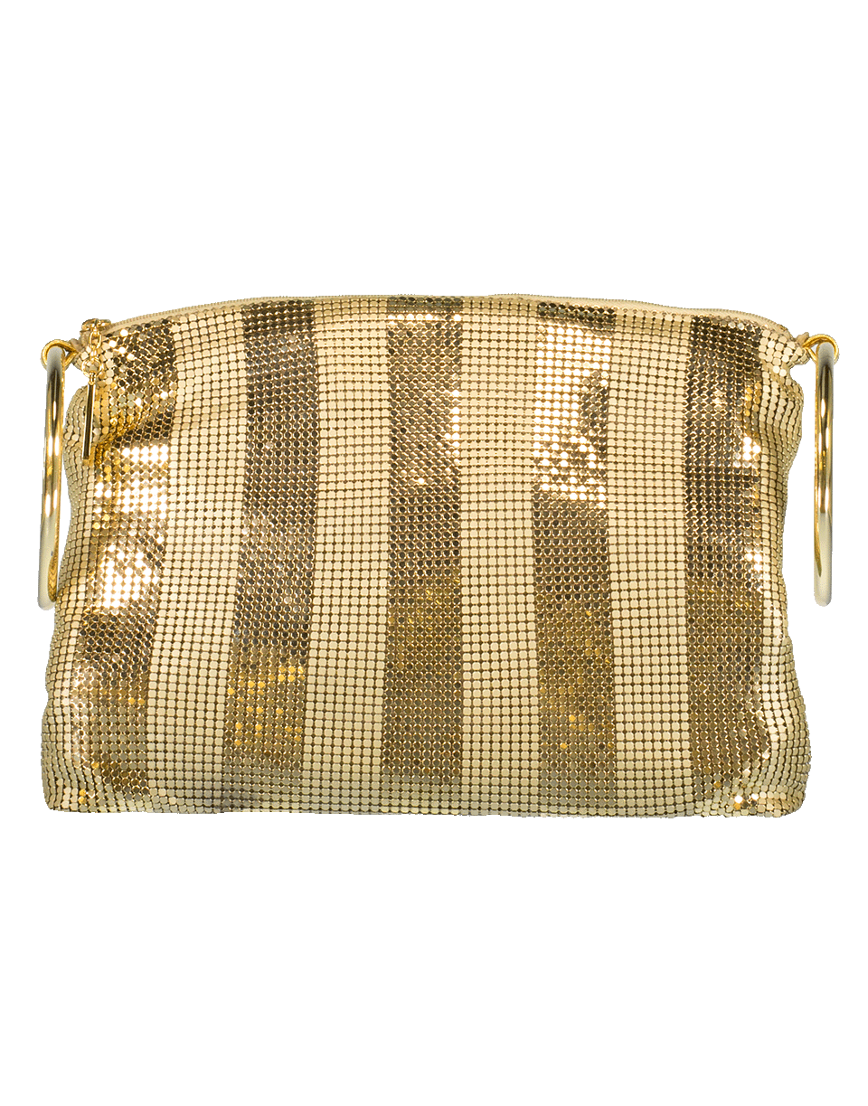 WHITING & DAVIS-Matte Shiny Mesh Stripes Bag-GOLD
