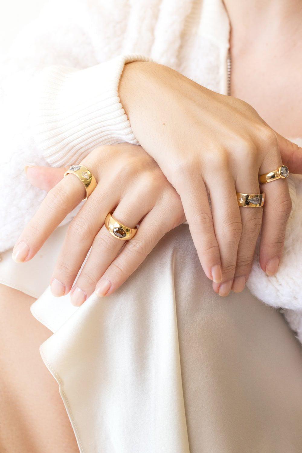 WITH LOVE-Rustic Hexagon Ring-YELLOW GOLD
