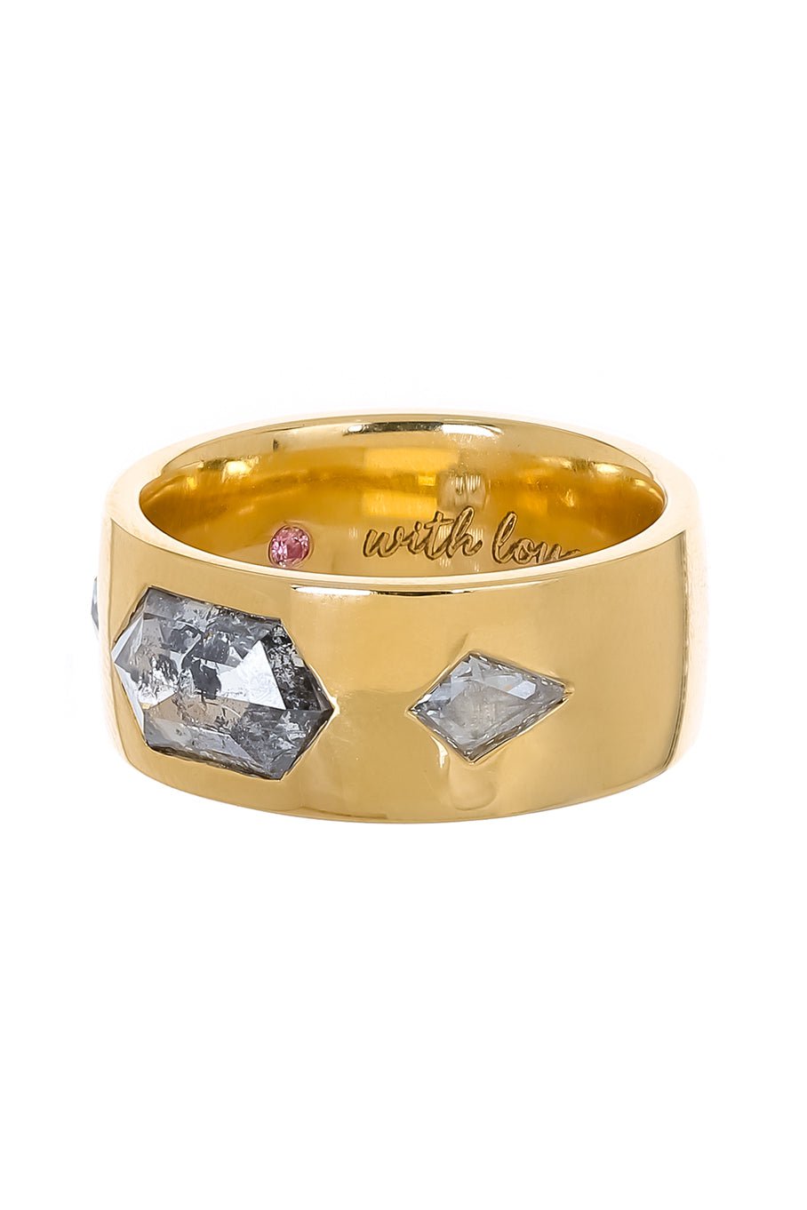WITH LOVE-Rustic Hexagon Ring-YELLOW GOLD