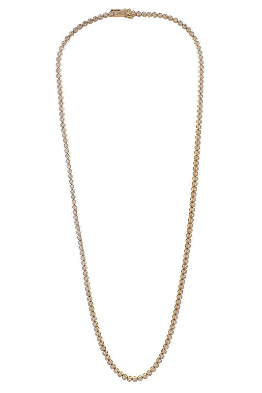 Lab Grown Diamond Petite Bezel Necklace - 5ct - Yellow Gold-YELLOW GOLD-18-JEWELRYFINE JEWELNECKLACE O-WITH LOVE TRAVEL