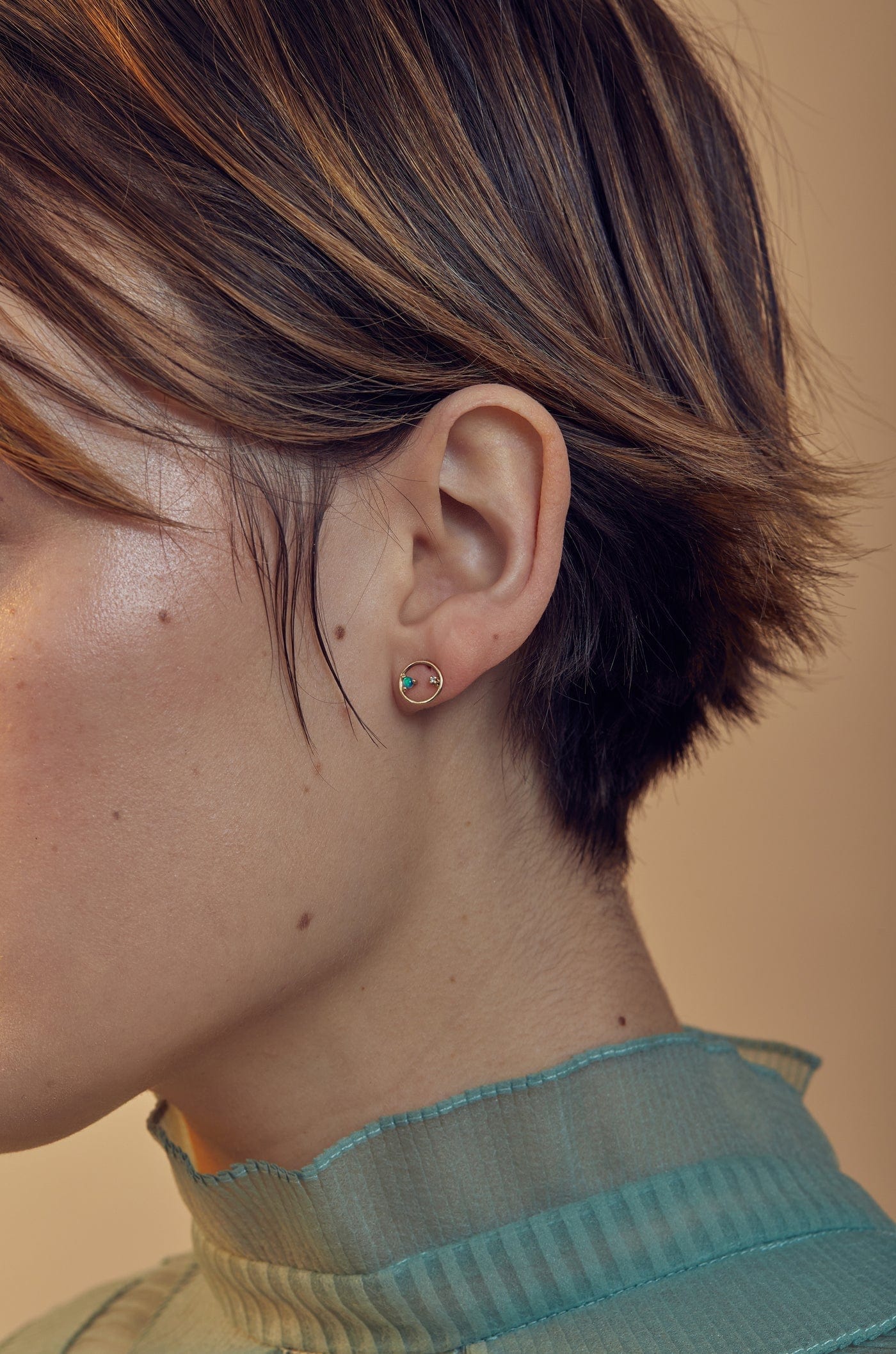 WWAKE-Mini Circle Earrings-YELLOW GOLD