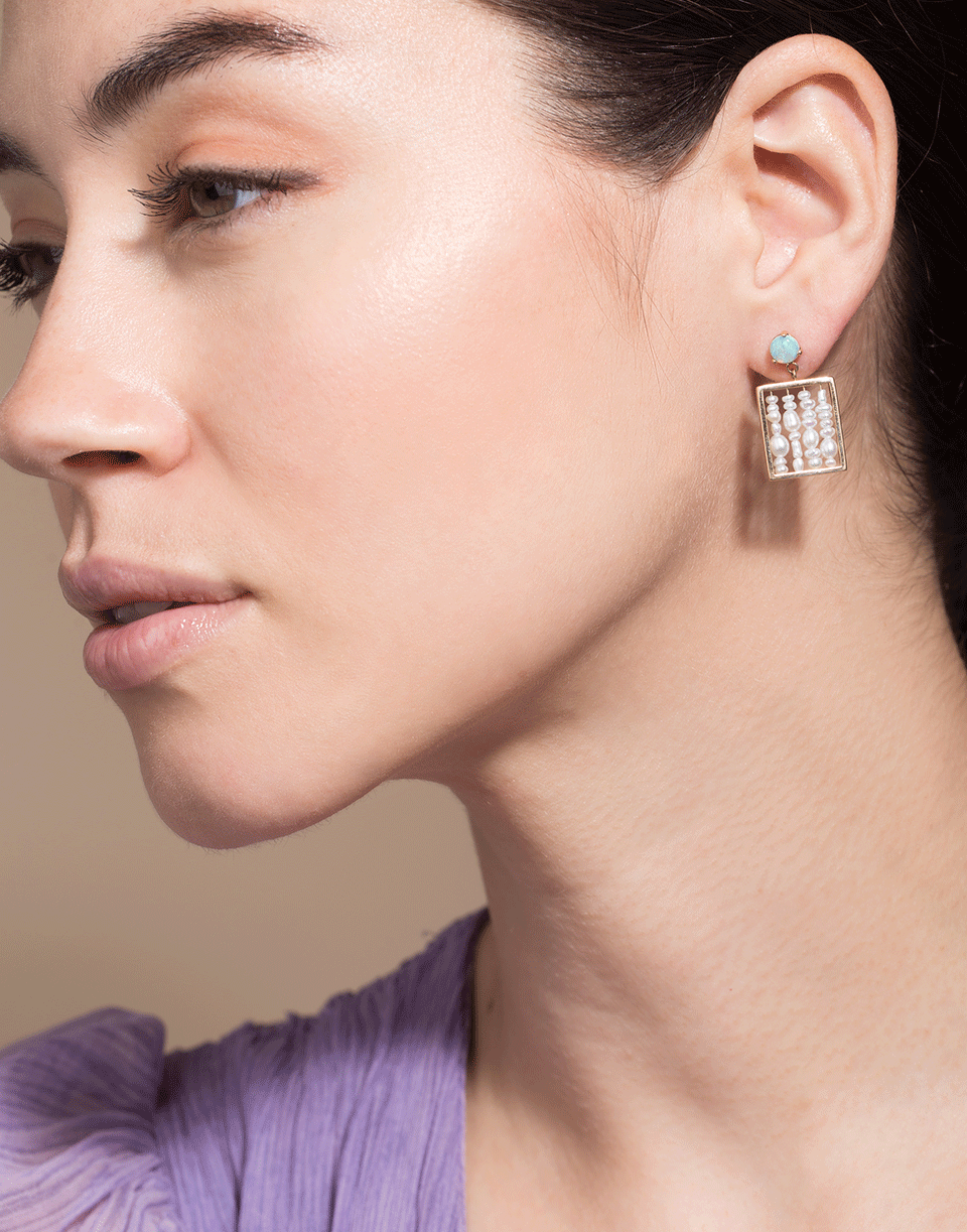 WWAKE-Small Seed Pearl Weaving Earrings-YELLOW GOLD