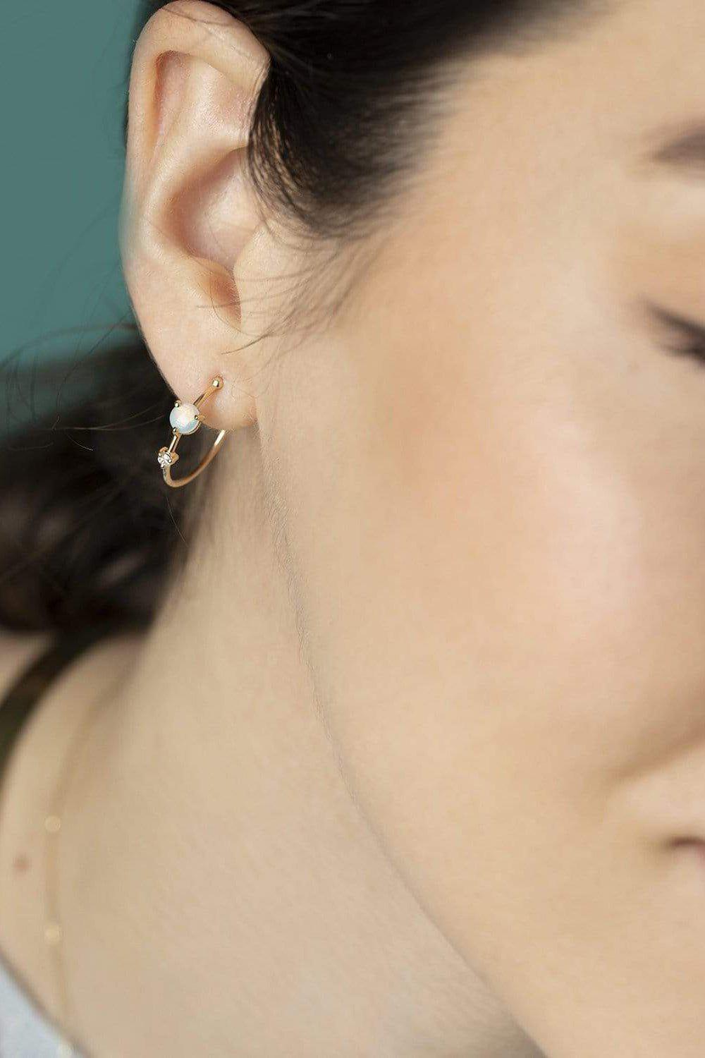 WWAKE-Small Two Step Opal Hoops-YELLOW GOLD