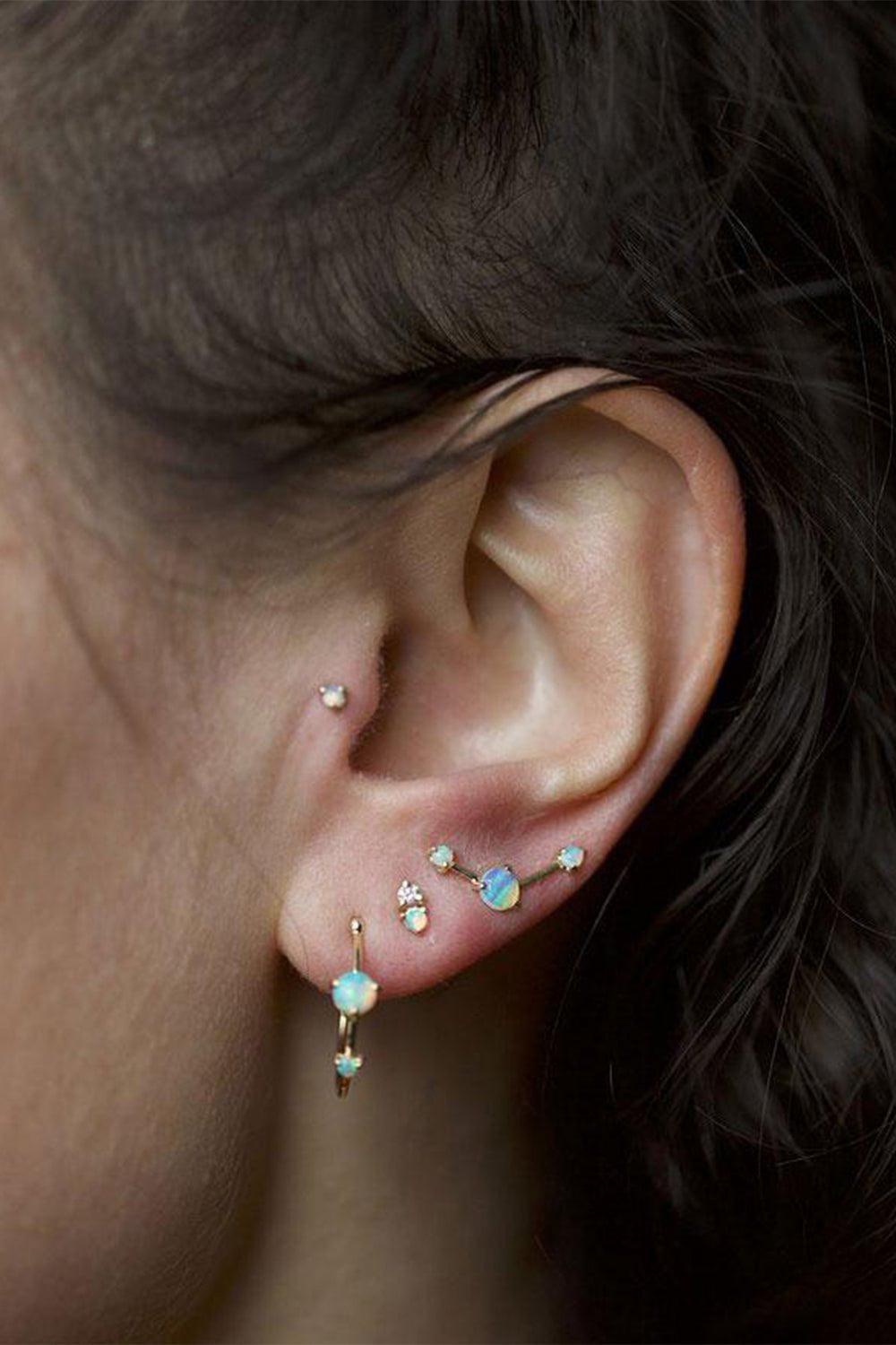 WWAKE-Small Two Step Opal Hoops-YELLOW GOLD