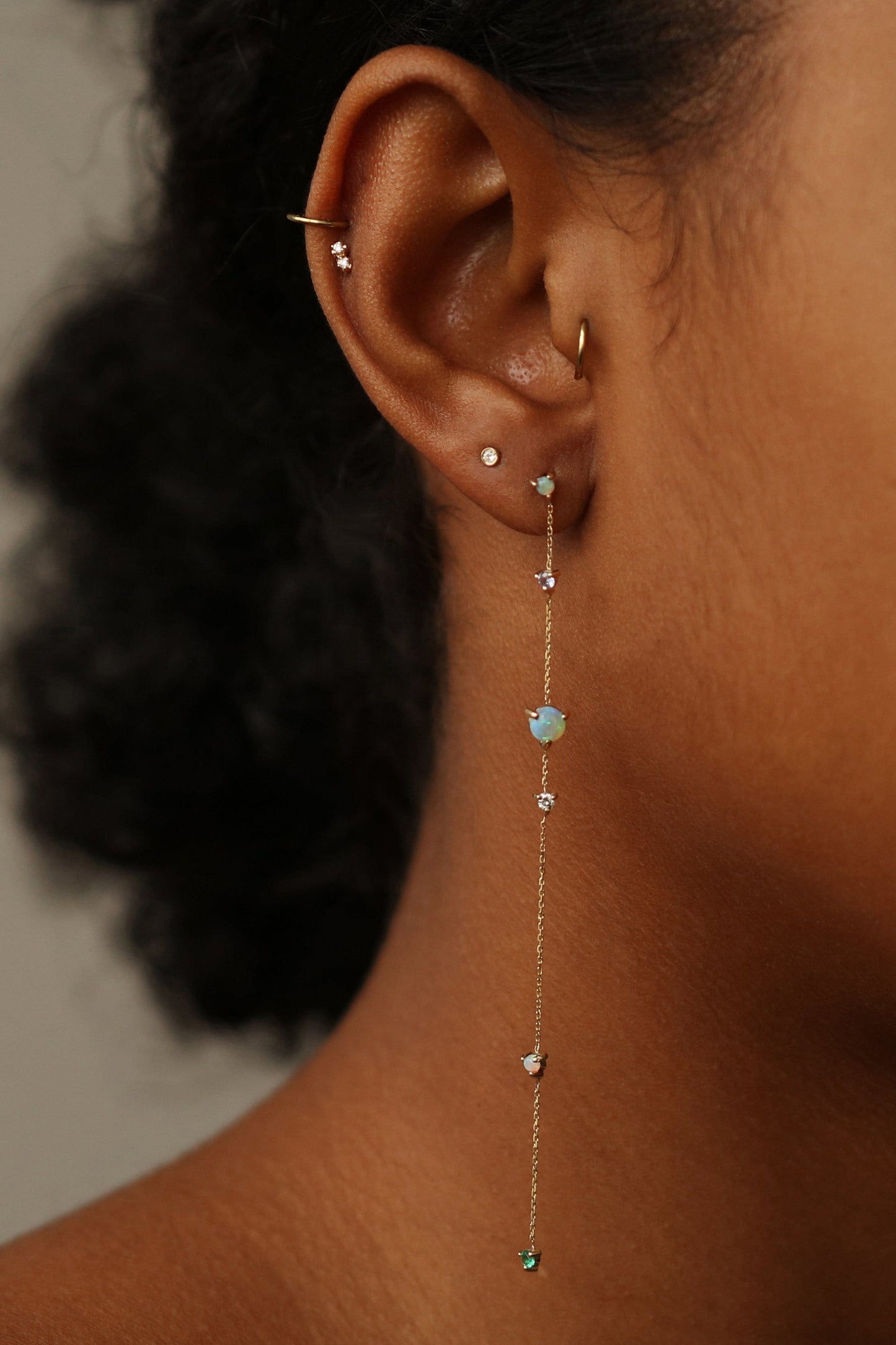 WWAKE-Tonal Linear Chain Earrings-YELLOW GOLD